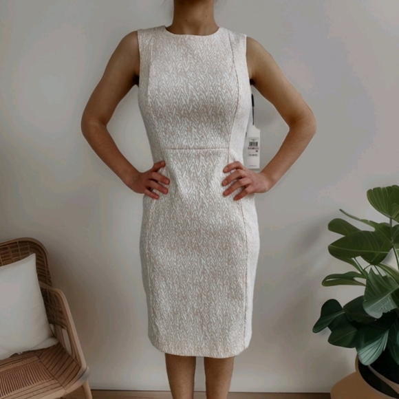 Calvin Klein Dresses & Skirts - NWT Calvin Klein Cream Patterned Mini Dress (Size 6P)